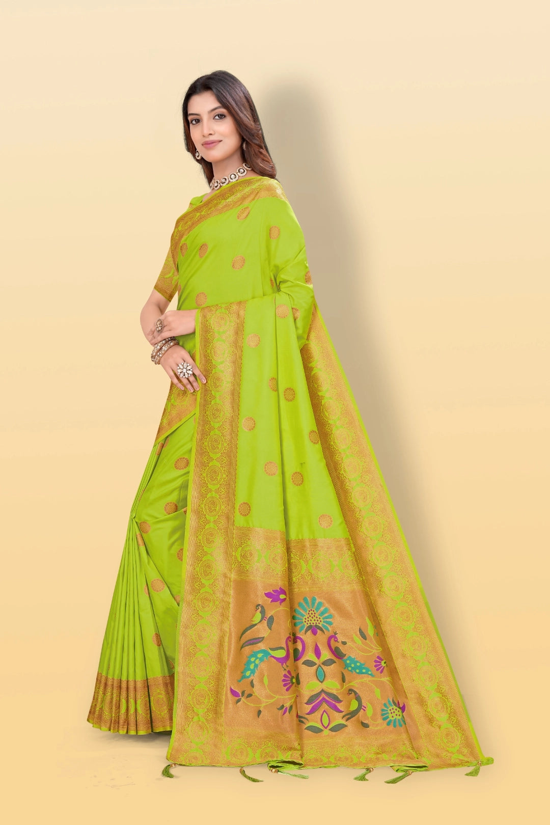 Pista Green Banarsi Paithini Silk Saree
