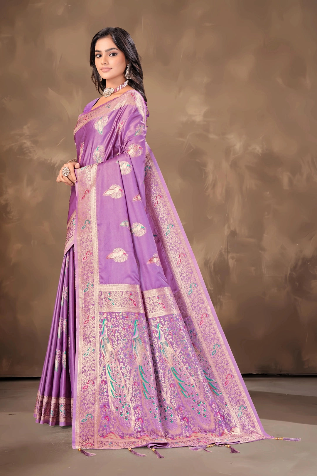 Lavender Top Dyed Satin Saree