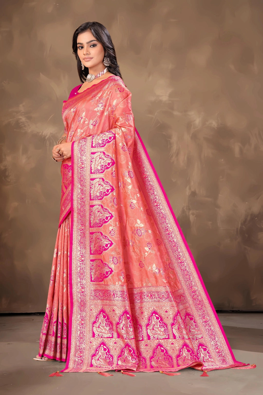 Rani Pink Banarsi silk saree