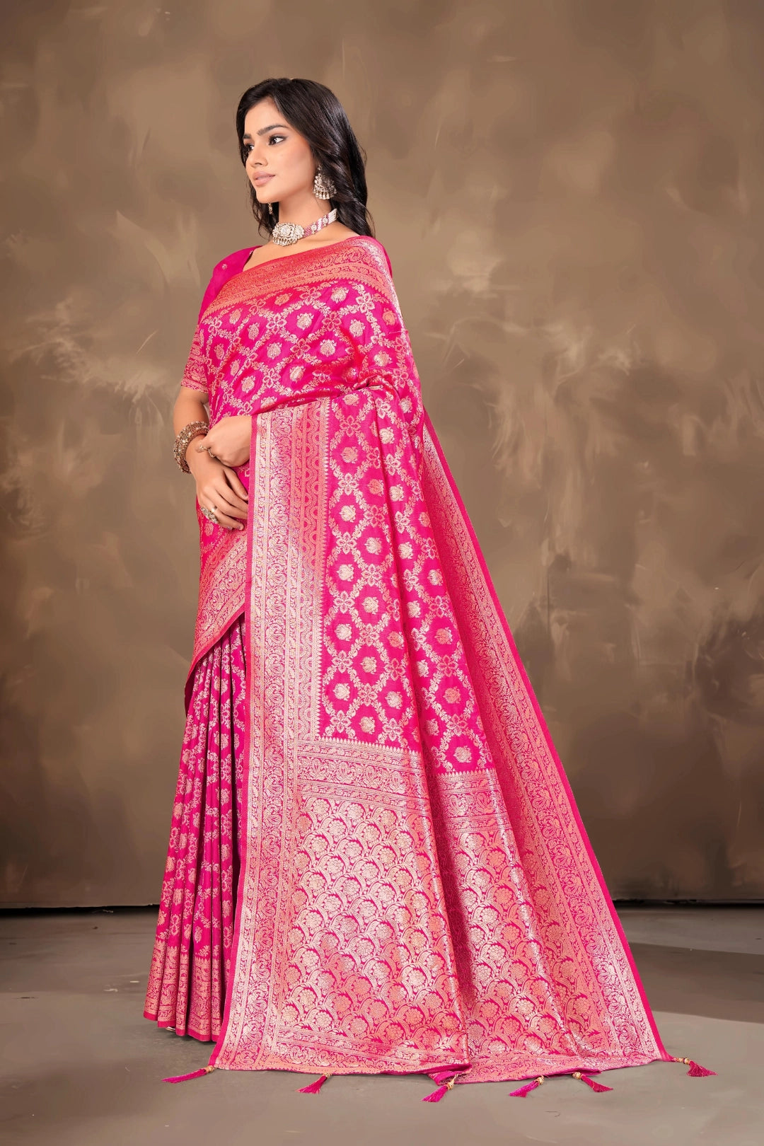 Rani Pink Banarsi silk saree