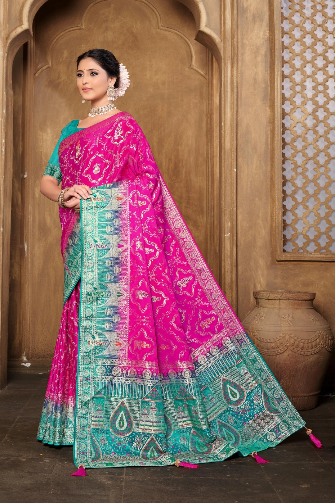 Rani Banarsi Silk Satin Woven Saree