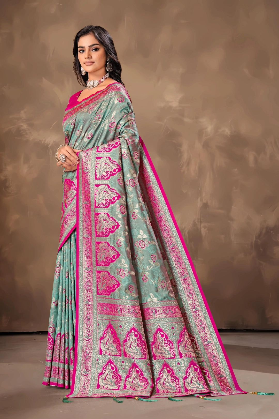 Rama Green Banarsi silk saree