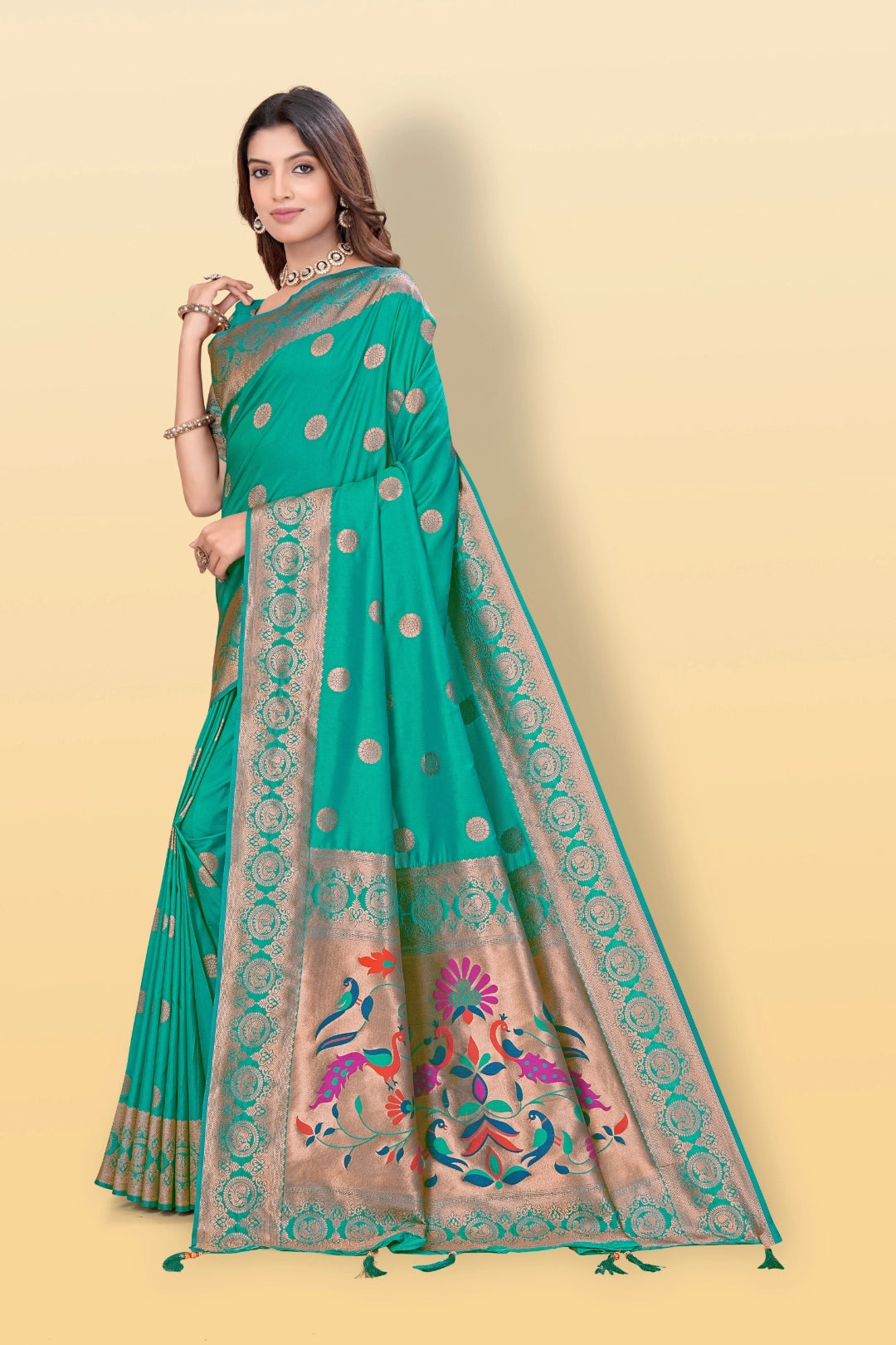Green Banarsi Paithini Silk Saree