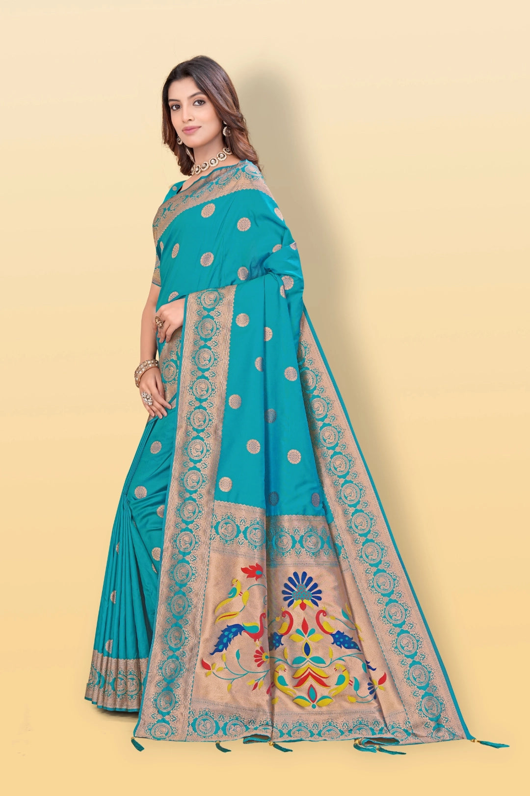 Rama Green Banarsi Paithini Silk Saree