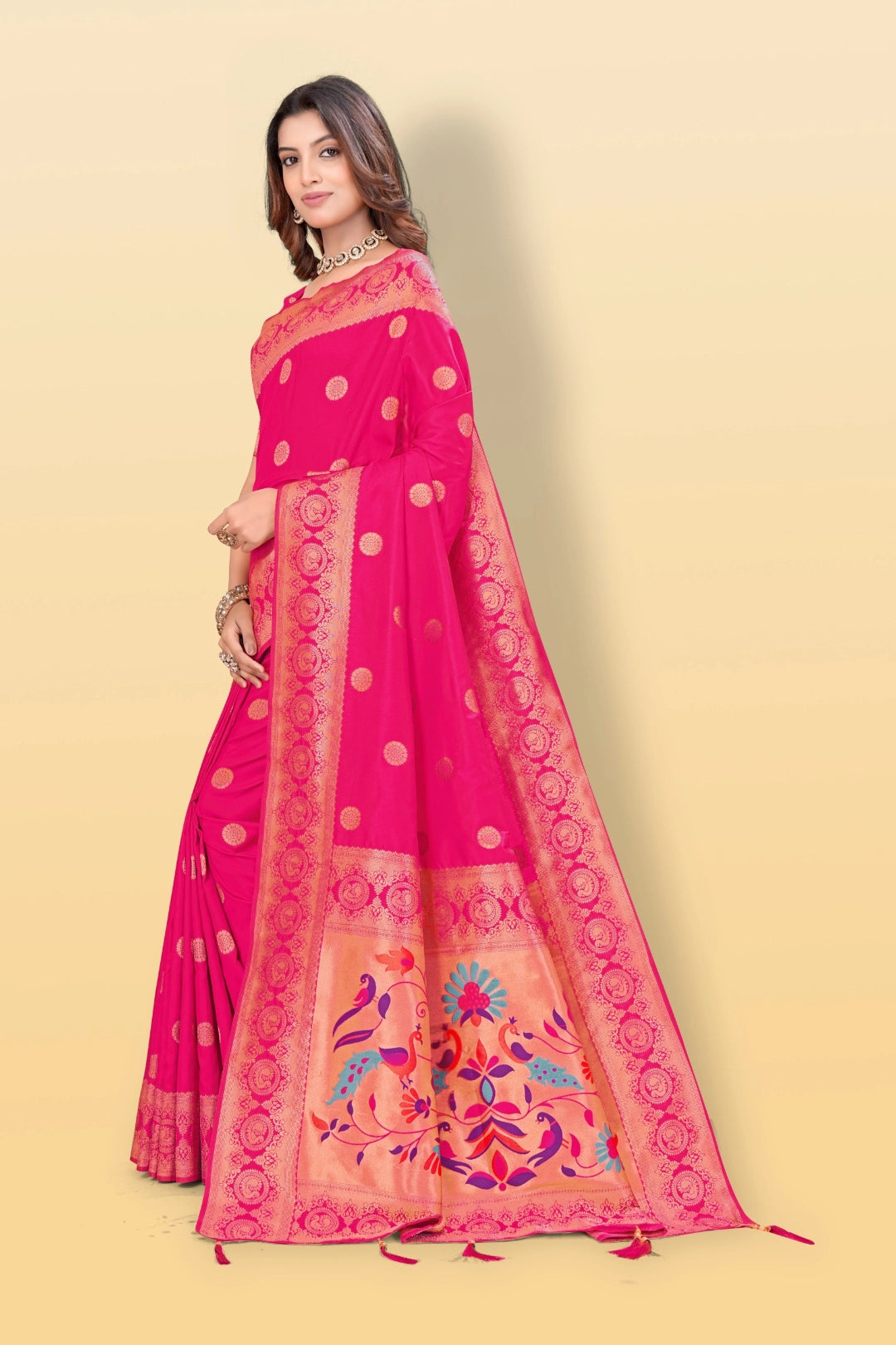 Rani Pink Banarsi Paithini Silk Saree