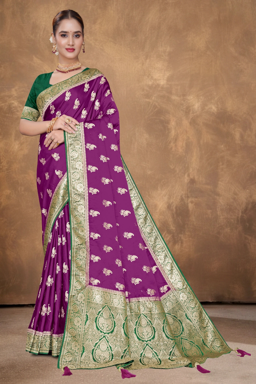 Royal Purple Satin Saree