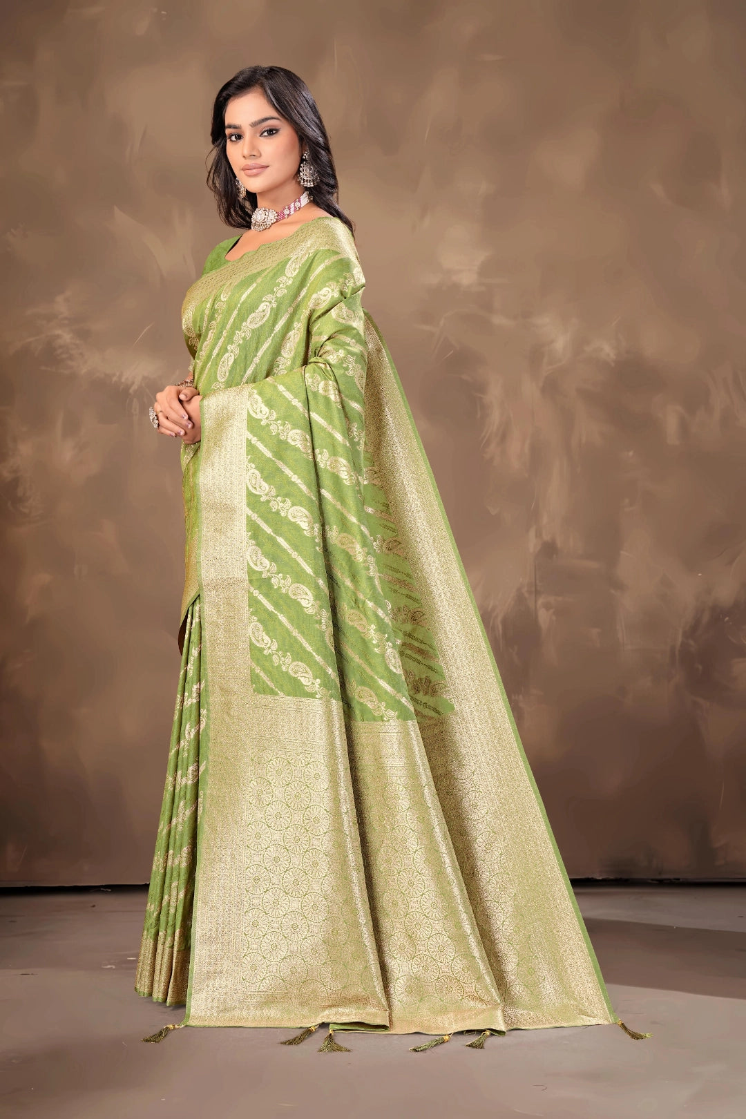 Green Dusty Banarsi Silk Saree