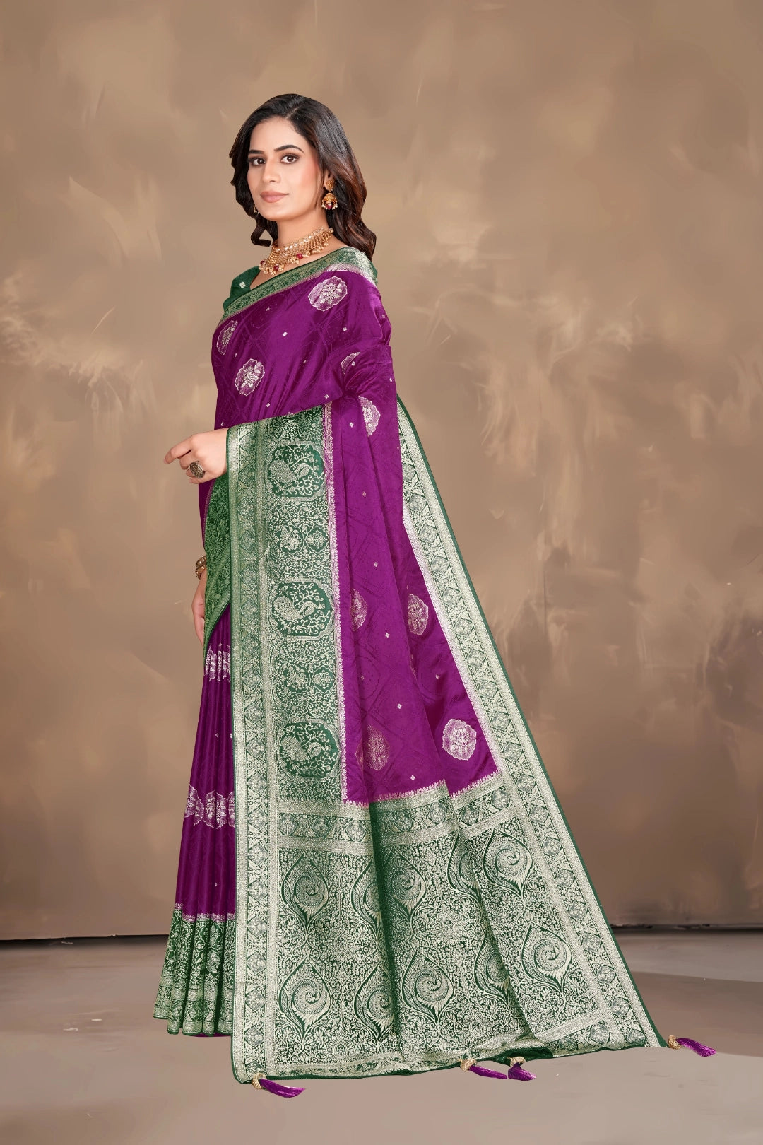 Royal Purple Banarasi Silk Satin Saree