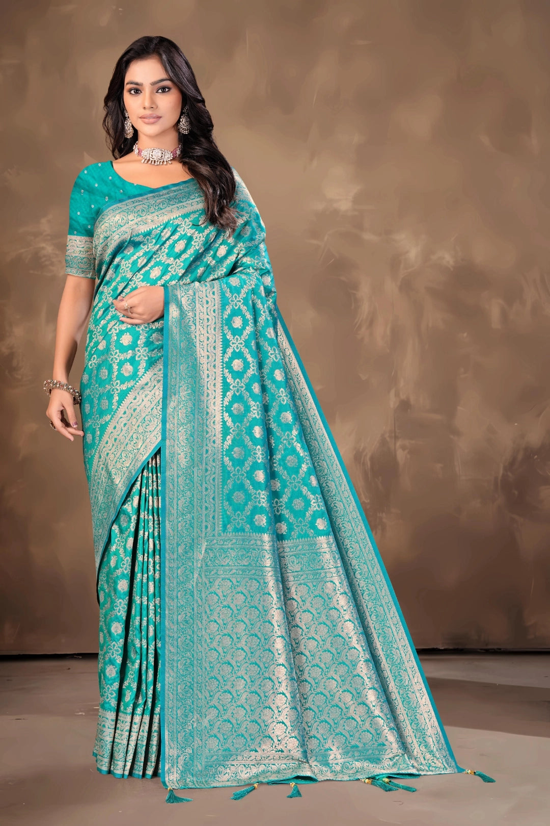 Rama Green Banarsi silk saree