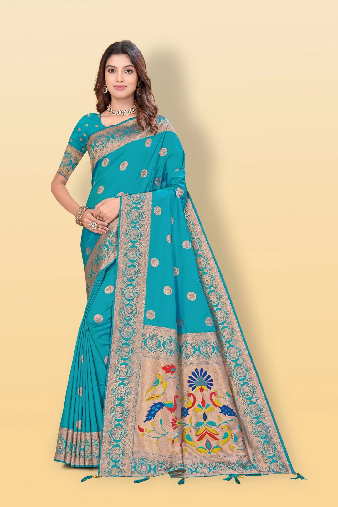 Rama Green Banarsi Paithini Silk Saree