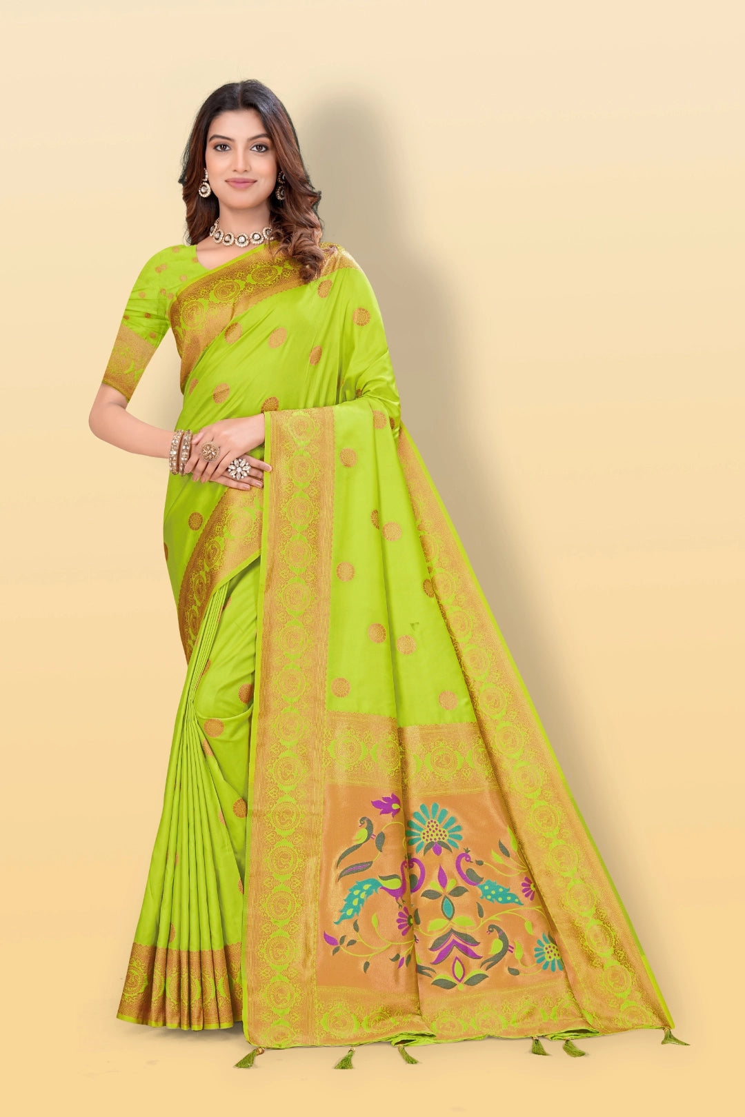 Pista Green Banarsi Paithini Silk Saree