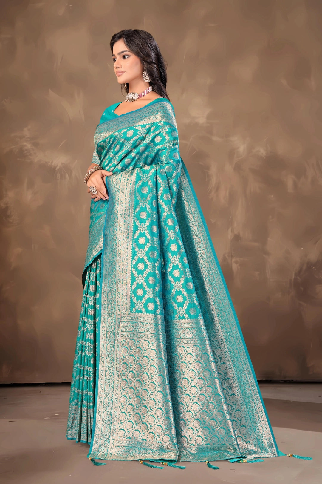 Rama Green Banarsi silk saree