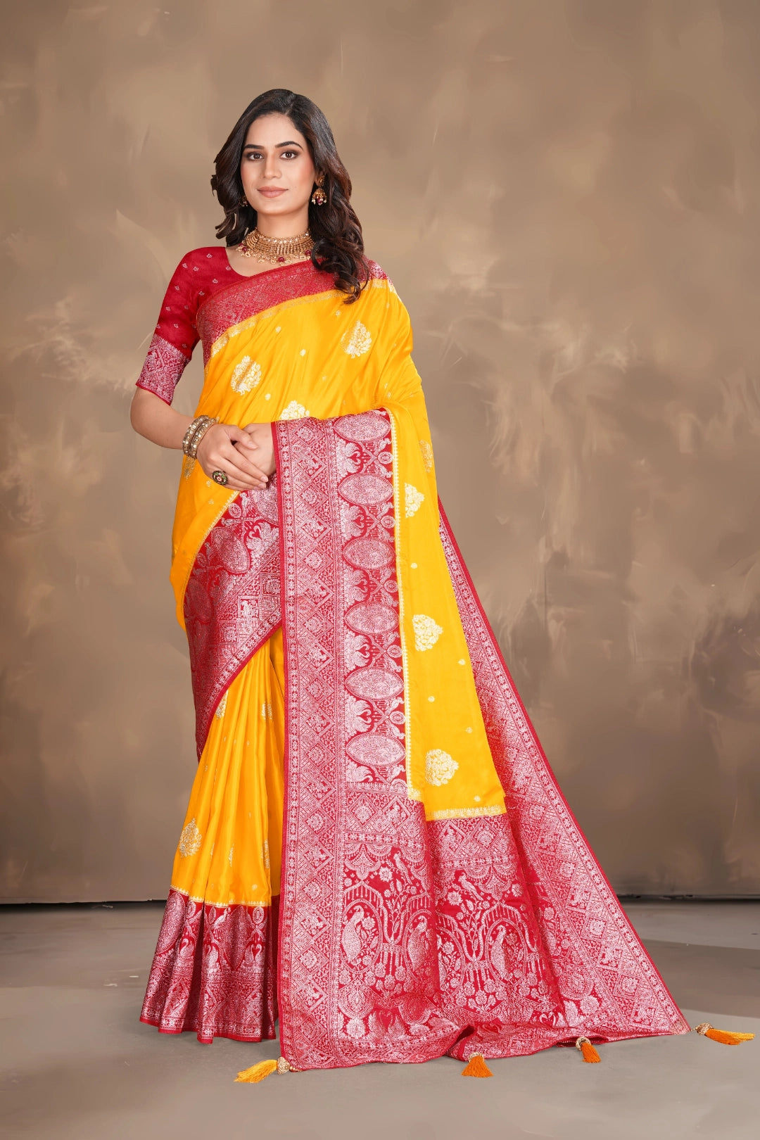 Gold Classic Banarasi Satin Silk Saree