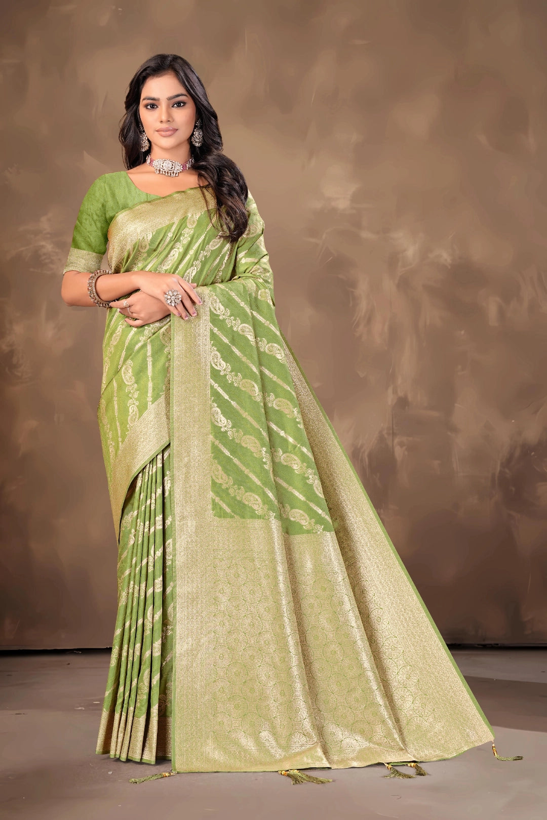 Green Dusty Banarsi Silk Saree