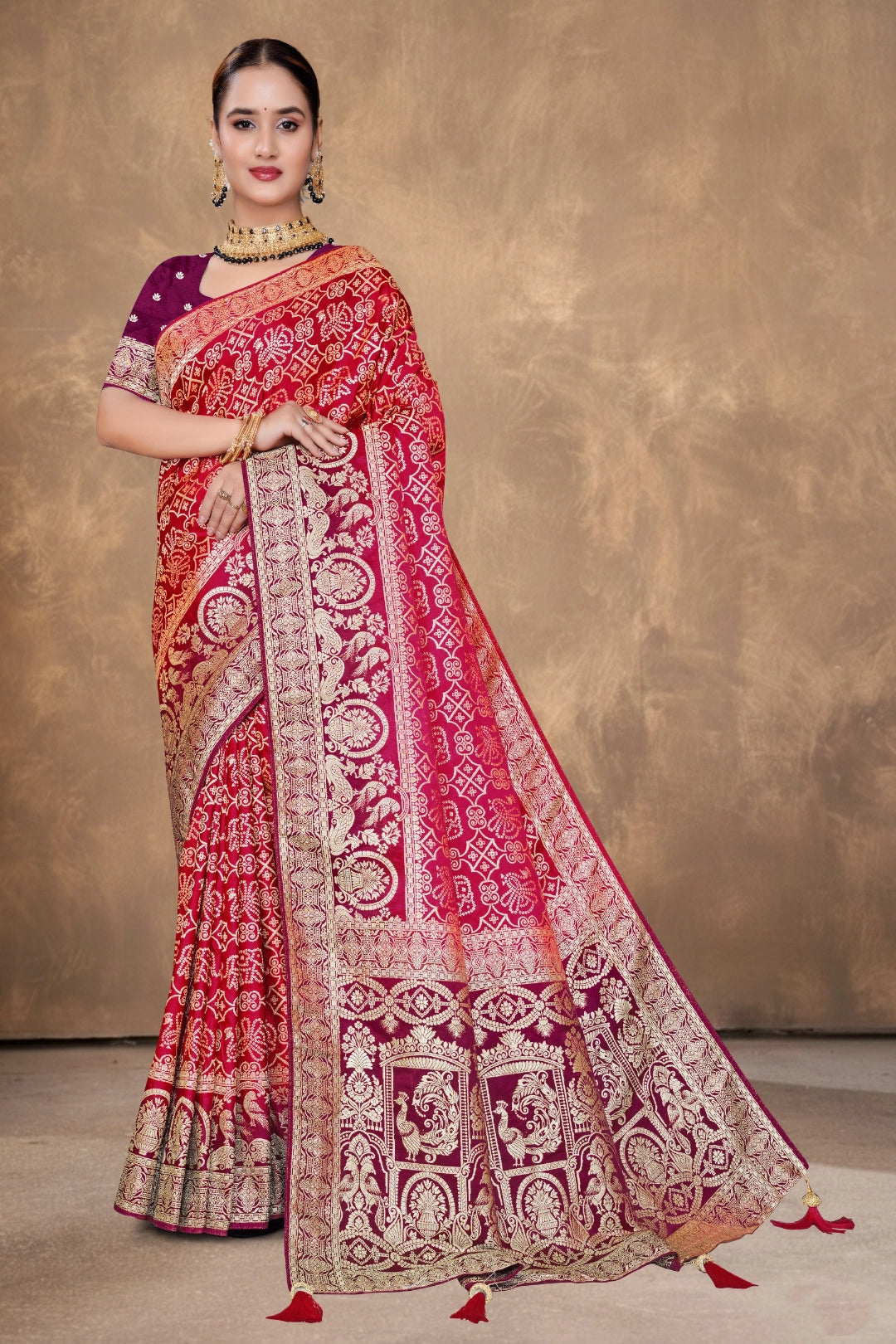 Deep Ruby Zari Woven Saree