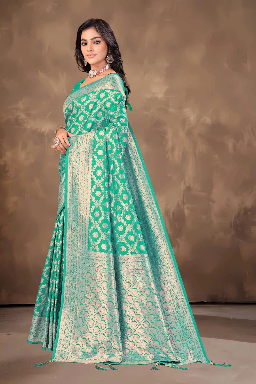 Green Banarsi silk saree