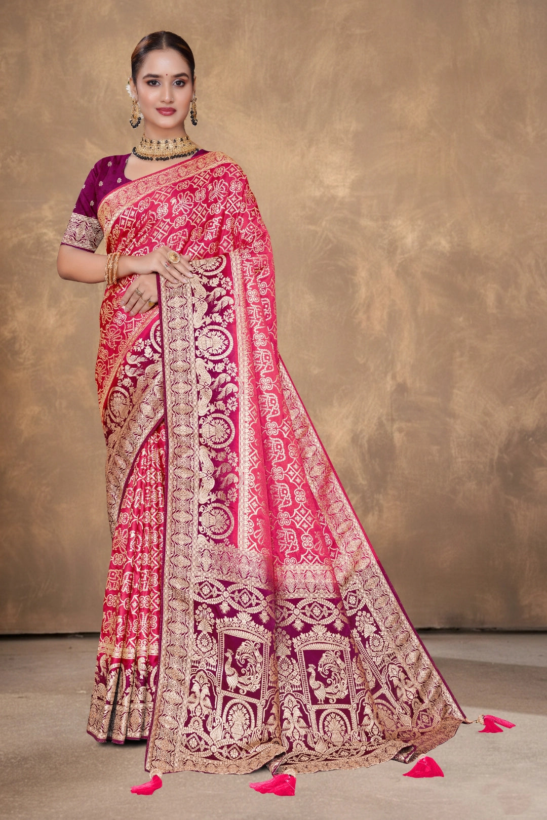 Royal Crimson Zari Woven Saree